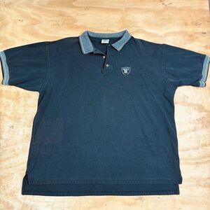 Vintage Las Vegas Raiders Embroidered Black Faded Polo Men’s Size XXL